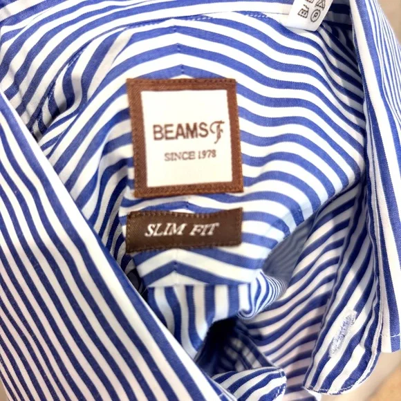 BEAMS F men’s  Striped Shirt cotton MADE IN JAPAN - Picture 5 of 9